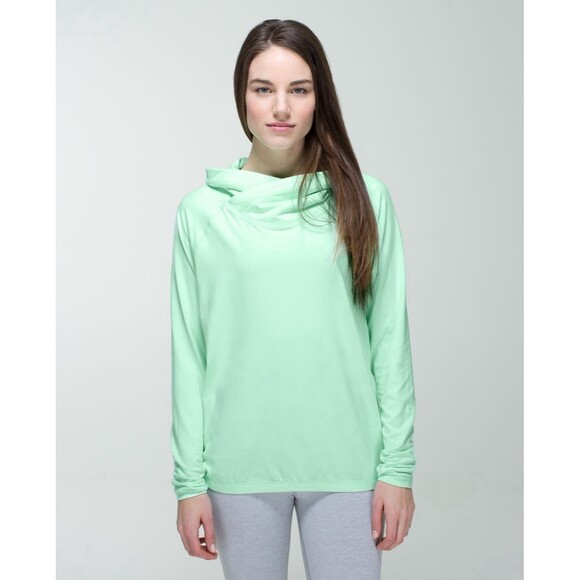 LULULEMON Healthy Heart Pullover Hoodie Sweatshirt Sz 10 Fresh Teal Mint Green - Picture 1 of 6